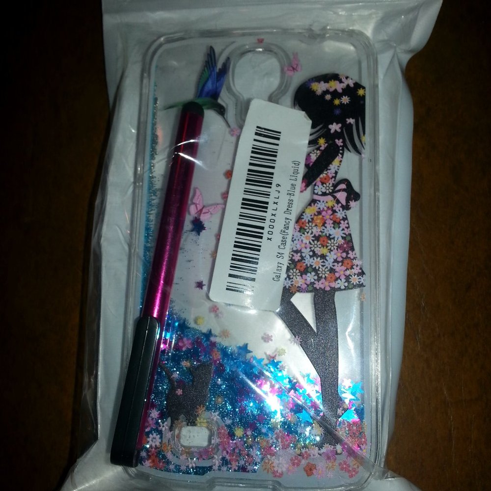 Galaxy S4 Case fancy dress blue liquid stylus pen